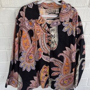 Lifestyle Paisley Cotton Sequins Multicolor Jacket sz 3X